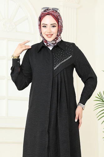 moda selvim Taş Detaylı Sofia Takım 3128HBS856 Siyah - Thumbnail