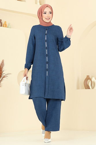 moda selvim Taş Detaylı Sofia Takım 445DVL817 Laci - Thumbnail