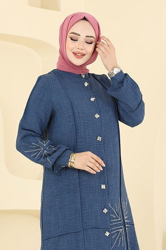 moda selvim Taş Detaylı Sofia Takım 447DVL817 Laci - Thumbnail