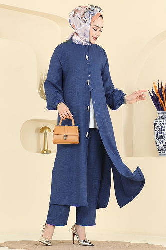 moda selvim Taş Detaylı Takım 3066HBS856 Açık Laci - Thumbnail