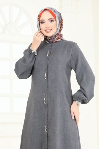 moda selvim Taş Detaylı Takım 3066HBS856 Gri - Thumbnail