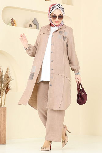 moda selvim Taş Detaylı Takım 369DVL817 Vizyon - Thumbnail