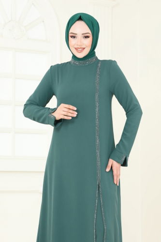 moda selvim Taş Detaylı Tesettür Takım 5671EDF311 Mint - Thumbnail