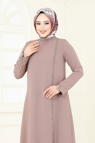 moda selvim Taş Detaylı Tesettür Takım 5671EDF311 Vizyon - Thumbnail