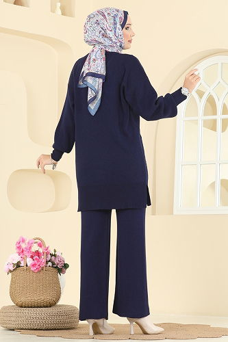 moda selvim Taş Detaylı Triko Takım 1209MT581 Laci - Thumbnail