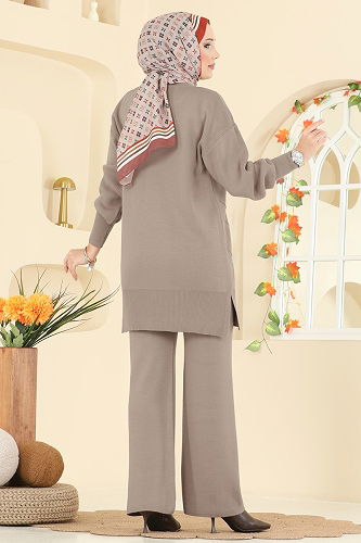 moda selvim Taş Detaylı Triko Takım 1209MT581 Vizyon - Thumbnail