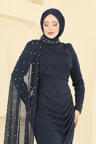 moda selvim Taş Detaylı Tül Abiye 5737EDF311 Laci - Thumbnail