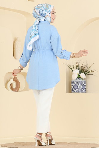 moda selvim Taş Detaylı Tunik 2929SLK540 Bebe Mavisi - Thumbnail