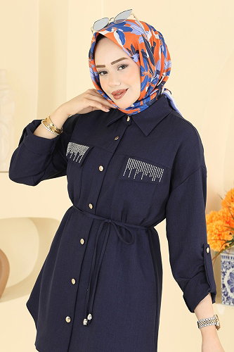 moda selvim Taş Detaylı Tunik 2929SLK540 Laci - Thumbnail