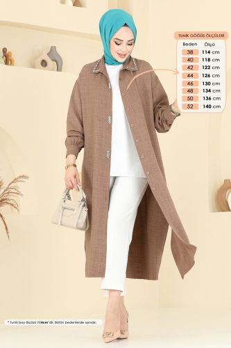 H.B.S. - Taş Detaylı Tunik 302HBS856 Açık Kahve