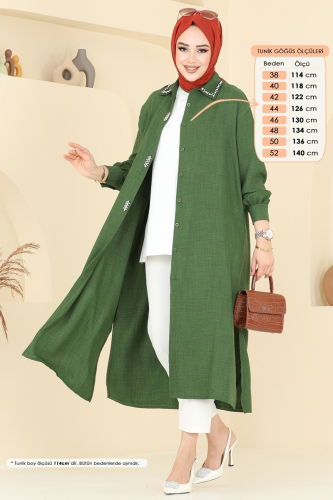 moda selvim Taş Detaylı Tunik 302HBS856 Haki - Thumbnail