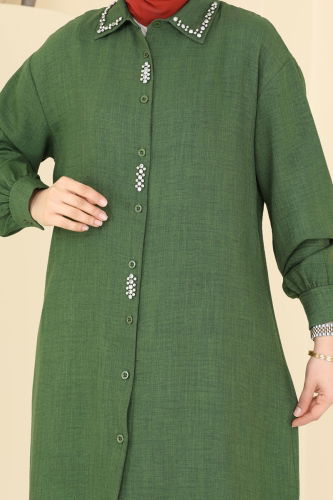 moda selvim Taş Detaylı Tunik 302HBS856 Haki - Thumbnail