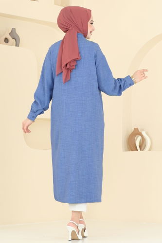moda selvim Taş Detaylı Tunik 302HBS856 İndigo - Thumbnail
