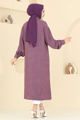 moda selvim Taş Detaylı Tunik 302HBS856 Koyu Lila - Thumbnail