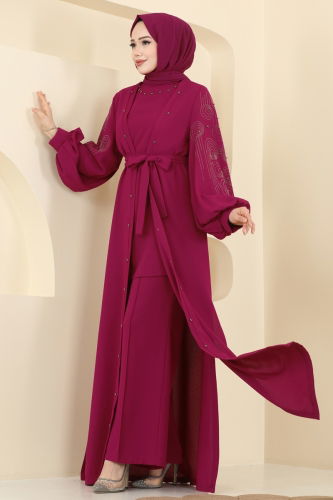 F.M.Z. - Taş Detaylı Üçlü Takım 2012FMZ1159 Şarabi