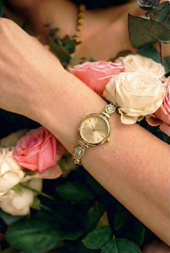 moda selvim Taş Detaylı Zarif Saat 8794CLSK1184 Gold - Thumbnail