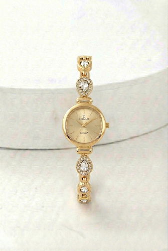 moda selvim Taş Detaylı Zarif Saat 8794CLSK1184 Gold - Thumbnail