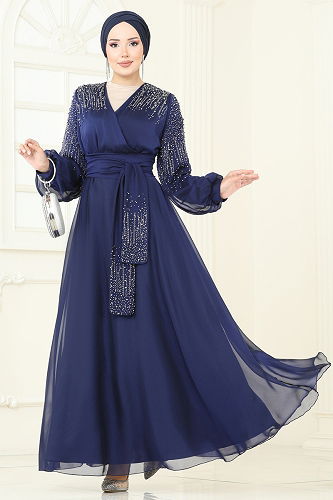 moda selvim Taş İşlemeli Janjan Abiye 5693EDF311 Laci - Thumbnail