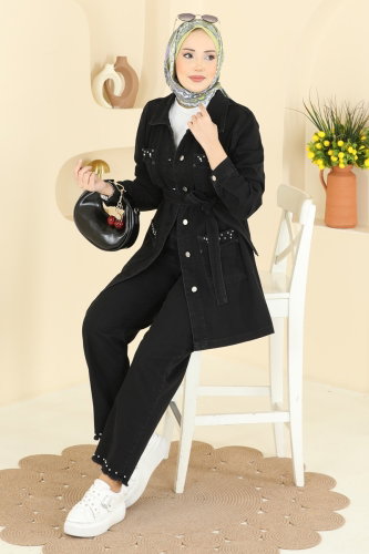 O.R.G. - Taş İşlemeli Kot Takım 2103ORG1169 Siyah Kot