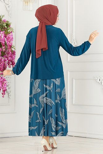 moda selvim Taş İşlemeli Sandy Takım 2009MEY846 Petrol - Thumbnail