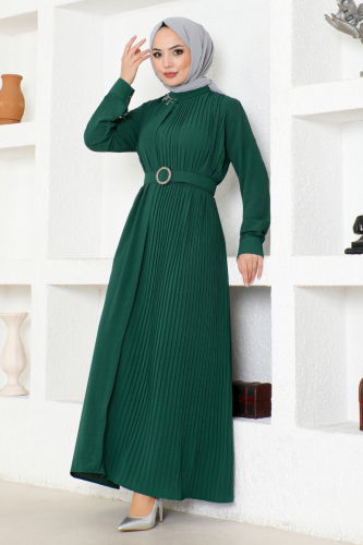MRV A.S.N. - Taş Kemerli Elbise ASN125-M Zümrüt