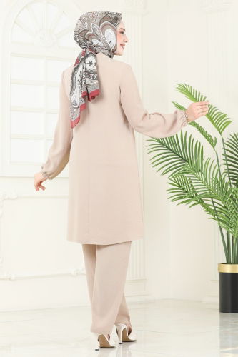 moda selvim Taş Şeritli Tesettür Takım 367DVL817 Açık Vizyon - Thumbnail