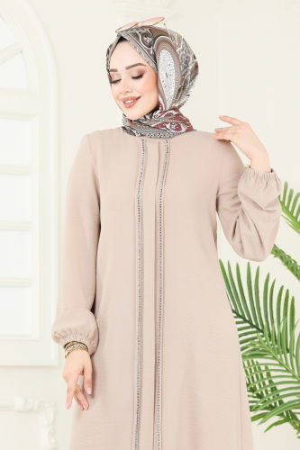 moda selvim Taş Şeritli Tesettür Takım 367DVL817 Açık Vizyon - Thumbnail