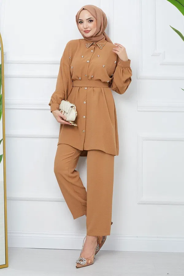 Modaselvim Kombin Taşlı Aerobin Takım EFS424-M Latte