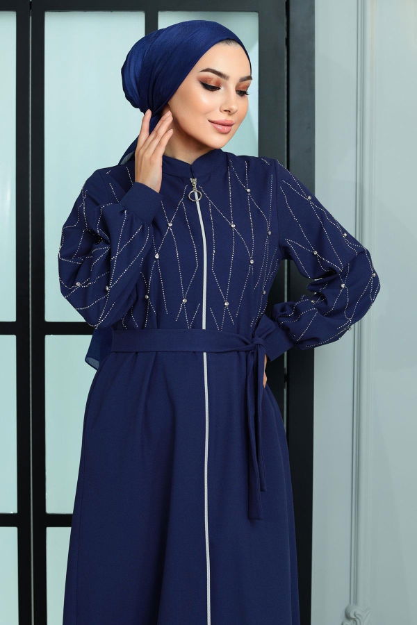 Modaselvim Ferace Taşlı Ferace MİH19161-M İndigo