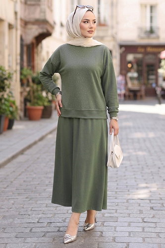 moda selvim Taşlı Rahat 2 li Takım 115NZRK1200 Mint - Thumbnail