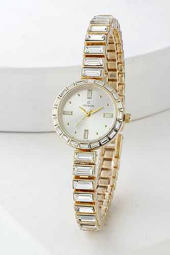 moda selvim Taşlı Şık Kol Saati 8746CLSK1184 Gold - Thumbnail