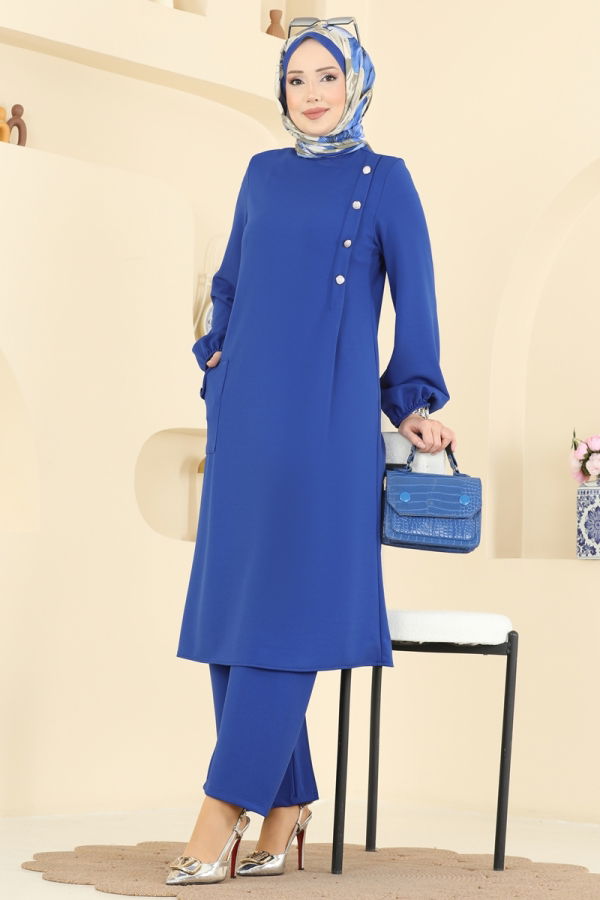 Modaselvim Kombin Tek Cepli Krep Takım 2774MH427 Saks