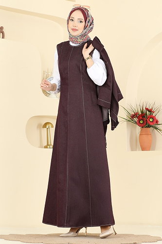 moda selvim Tensel 2 li Kemerli Takım 4118FVN1181 Bordo - Thumbnail