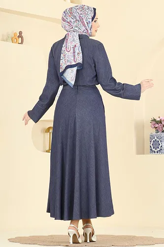 moda selvim Tensel Etekli 2 li Takım 6287BSK463 Koyu Kot - Thumbnail