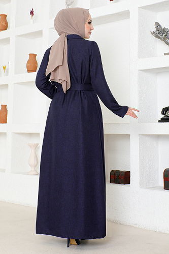 moda selvim طقم ASN167-M كحلي - Thumbnail