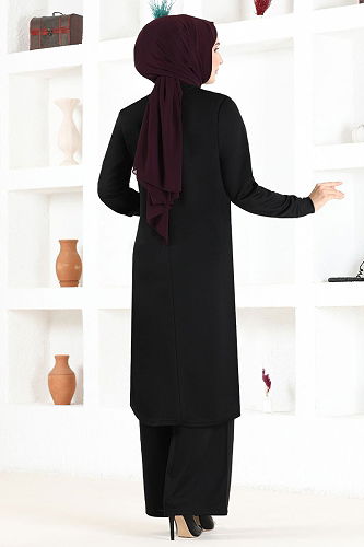 moda selvim طقم MSL1178-M أسود نمط التمساح - Thumbnail