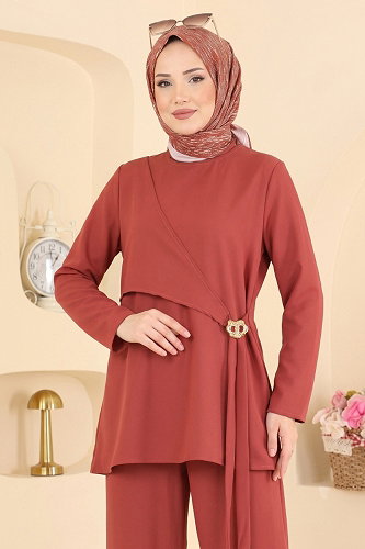 moda selvim Toka Detaylı 2 li Takım 165NZRK1200 Kiremit - Thumbnail