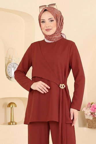 moda selvim Toka Detaylı 2 li Takım 165NZRK1200 Kiremit - Thumbnail