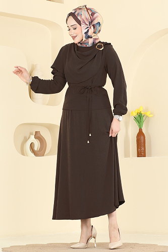 moda selvim Toka Detaylı 2 li Takım 2663MSZ1172 Kahve - Thumbnail