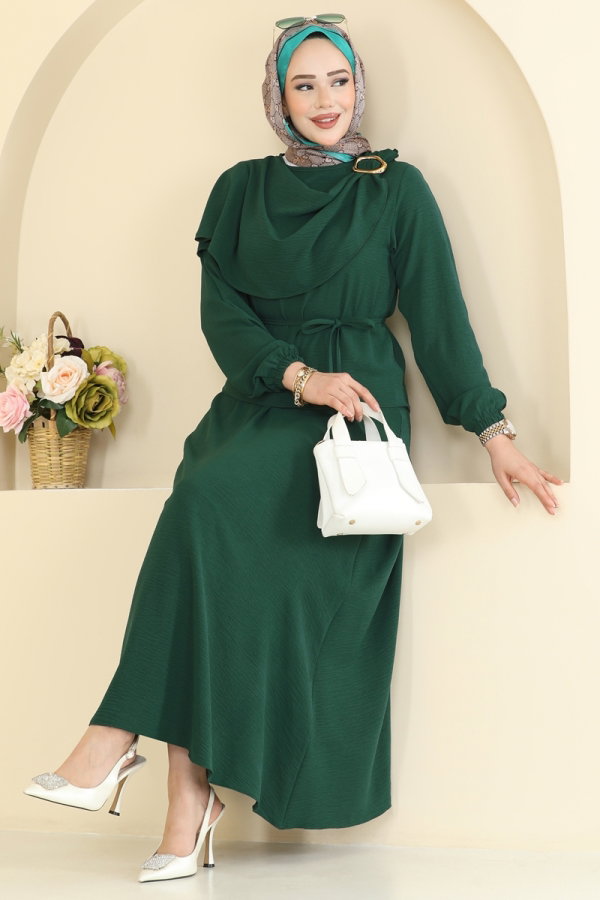 Modaselvim Kombin Toka Detaylı 2 li Takım 2663MSZ1172 Zümrüt