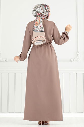 moda selvim Toka Detaylı Dabıl Ferace 23024UKB139 Vizyon - Thumbnail