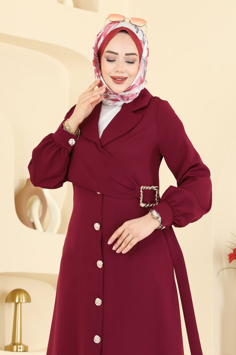 ◆タチカワ◆ウッドブラインド◆W152×H190◆O-2509BL3◆ Toka Detaylı Dabıl Takım 2030FON792 Bordo - Moda Selvim