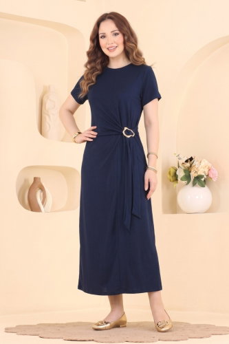A.Y.D. - Toka Detaylı Modal Elbise 2808AYD574 Laci