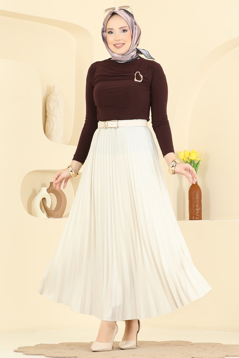 Toka Detaylı Sandy Bluz 225BO429 Kahve