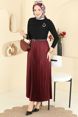 moda selvim Toka Detaylı Sandy Bluz 225BO429 Siyah - Thumbnail