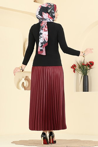 moda selvim Toka Detaylı Sandy Bluz 225BO429 Siyah - Thumbnail