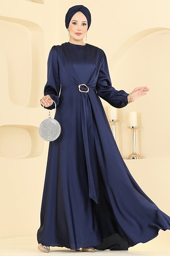 moda selvim Tokalı Saten Şık Abiye 5833EDFK1198 Laci - Thumbnail