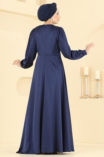moda selvim Tokalı Saten Şık Abiye 5833EDFK1198 Laci - Thumbnail