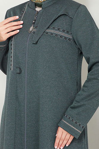 moda selvim معطف اخضر عفني 0003HMY948-M - Thumbnail