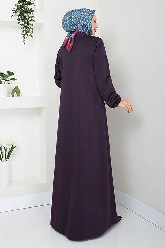 moda selvim Topcoat 0132HMY948-M Purple - Thumbnail